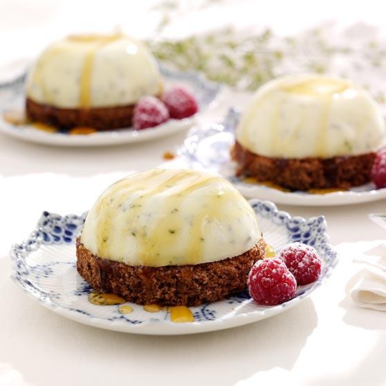 Basilikapannacotta på chokladbotten