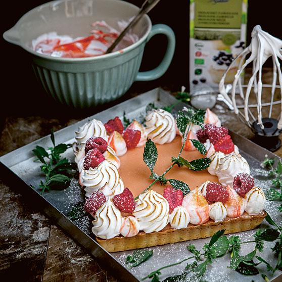 Blodgrape-tarte med italiensk maräng