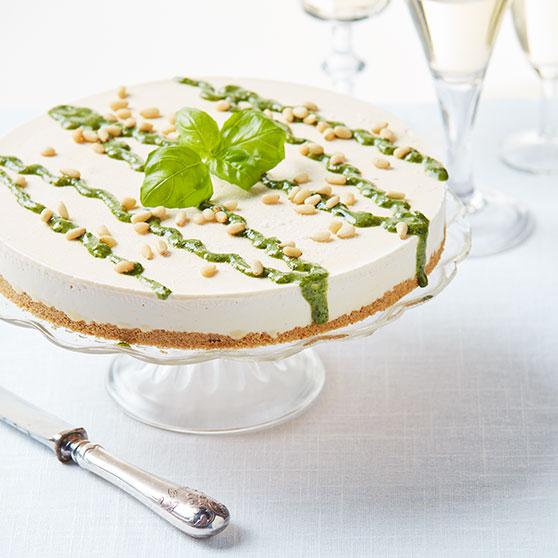 Citroncheesecake med basilikapesto