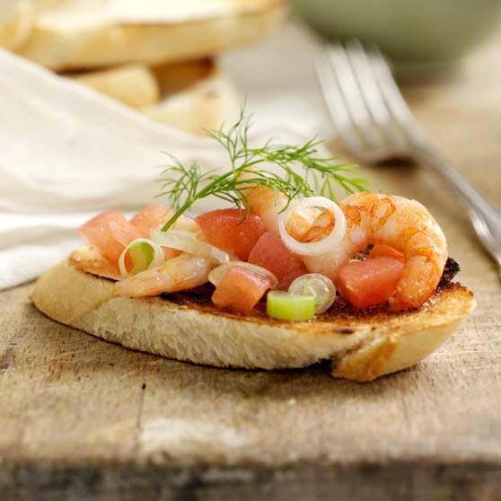 Bruscetta med marinerade räkor