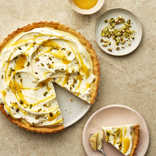 Tarte med citronpannacotta och mascarpone
