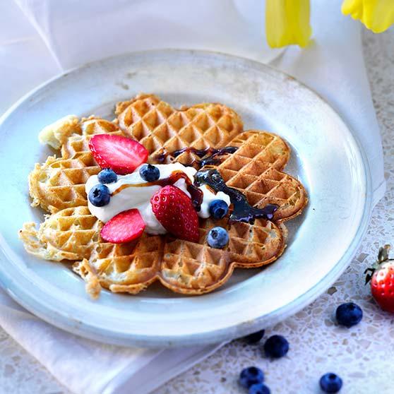 Waffles with coffee sauce