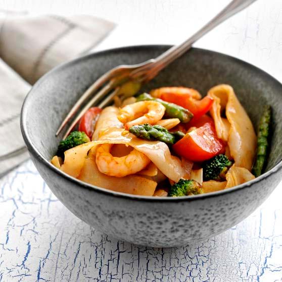Wok med räkor
